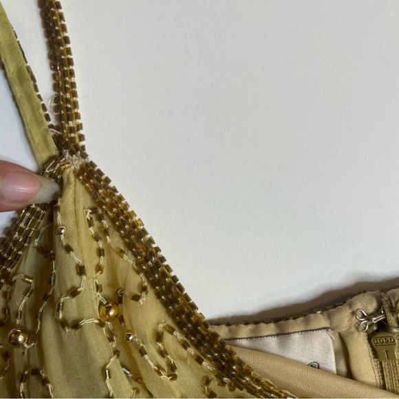 HOST PICK 🌟 Vintage 1960s Laurence Kazar Yellow Silk Beaded Floor-Length Gown 🌟 - Picture 12 of 16